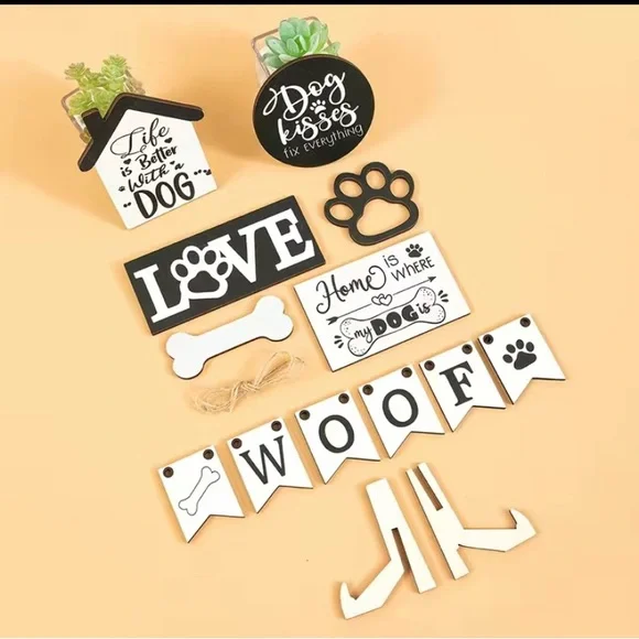 Rustic Farmhouse Dog Tiered Tray Decor Set - Picture 4 of 4